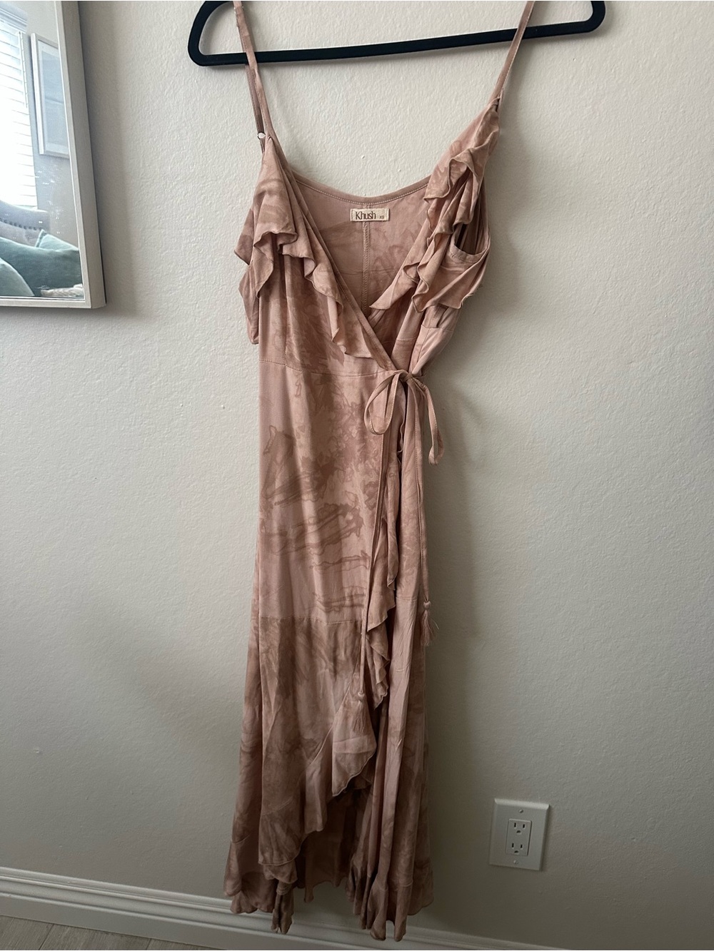 Khusi Blush Pink Ruffle Wrap Maxi Dress